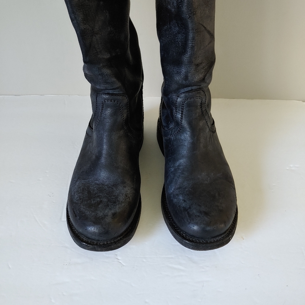 Freebird Contra Tall Boots Western Moto Size 7 Leather Blue Black - Picture 12 of 16